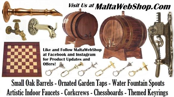 MaltaWebShop.Com - MaltaWebShop - wooden barrels - garden taps - fountain spouts - wall hanging corkscrews