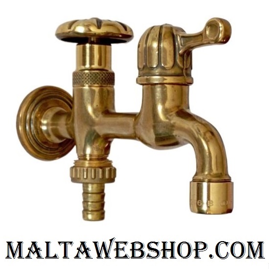 Ornated dual hose-bib garden tap for outdoors in Malta