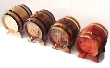 Small wooden barrels for wine and whiskey
