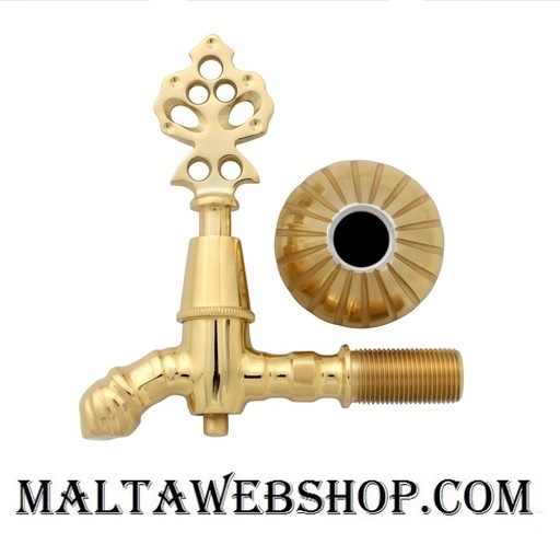 Decorative sauna tap with Tall-Handle in Brass in Malta