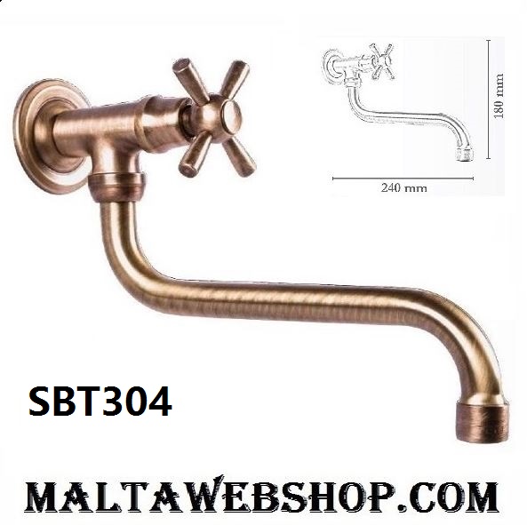 Wall mounted sink tap for cold water with cross handles in Malta