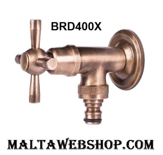Rustic Antique Bronze Angle Valve with Cross Handle & Back Plate in Malta
