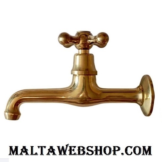 Wall mounted bathroom water tap with backplate in classic design in Malta
